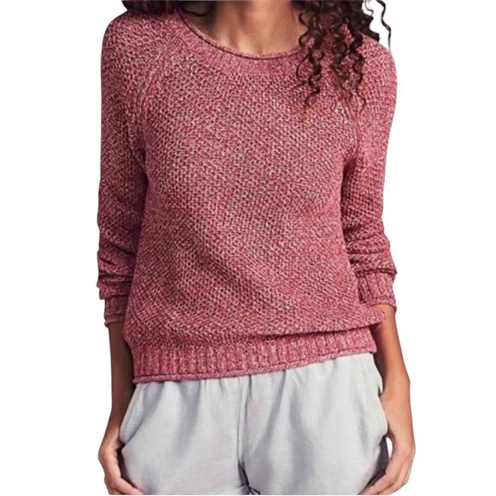 Faherty Saulsalito Sweater Cotton Open Knit Womens Size XS Pink